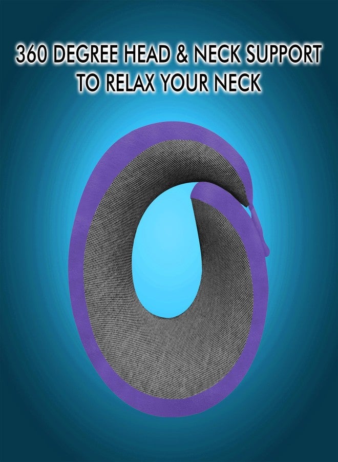 GREELI Premium Memory Foam Neck Pillow for Travel, Compact & Portable Airplane Travel Pillow Combo with Soft Eye Mask and Carry Bag. (Lavender) - Image 4